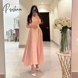 Dubai Saudi Arabia Ankle Length Prom Dresses  Women Wear Crew Neck Sleeveless Pleats Birthday Party Robes Cocktail Dress