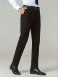 Stylish Classic Fit Dress Pants - Men's Formal Solid Color Suit Pants for Spring Summer Business and Special Occasions - High-Quality Fabric, Comfortable Wear, and Versatile Design