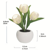 LED Simulation Tulip Night Light - 1pc USB Table Lamp Ornaments With Vase - Best Mother's Day Gift For Home Living Room Desktop Decor