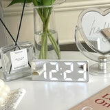 1pc Led Mirror Table Alarm Clock Digital Alarm Snooze Display Time Desktop Electronic Table Night Light Desktop USB Alarm Clock Home Decor  For Bedroom Office Table Clock