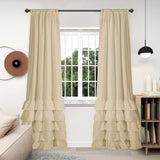 2pcs Ruffle Decorative Romantic Curtains, Window Drapes for Bedroom Living Room, Home Room Decoration