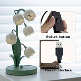 [Usb Convenience] USB-Powered Suzuran Flower Table Lamp with Faux Floral Design, Matte Metal Finish, Artistic Decorative Lighting, Switch Button Control, Includes Power Interface