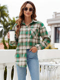 Plaid Button Front Pocket Shirt, Casual Long Sleeve Shirt For Spring & Fall, Women's Clothing