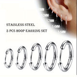 5pcs Stainless Steel Earrings Round Wire Earrings Hooks Loop Drop Dangles Set, Huggie Hoop Earring Hooks For Men