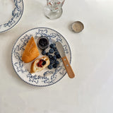 [1pc Vintage Floral Ceramic Plate] 1pc Ceramic Plate, Vintage Floral Style Ceramic Plate, Western Food Plate, Pasta Plate, Dessert Plate, For Home Dorm Kitchen Restaurant, Tableware Accessories, Kitchen Supplies