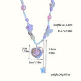 Elegant Ballet-Inspired Heart & Butterfly Charm Choker Necklace Resin Pendant - Stylish Japan & Korea Accessory for Daily and Party Occasions