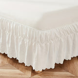 [1pc Elastic Solid Bed Skirt] 1pc Glam Style Solid Color Bed Skirt, Elastic Adjustable, Soft Polyester, Machine Washable, Ruffle Embellishment, Woven Fabric, 90gsm - Ideal for Bedroom, Living Room, Guest Room Decor, Bed Room