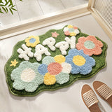 Soft Absorbent Polyester Floral Bathroom Rug Mat - Non-Slip Comfortable Bath Mat for Floor, Sink, Bathtub, Shower - Ideal for Spring Decor and Christmas Gift, Christmas Decor