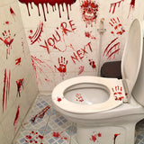 Spooky Halloween Wall Stickers: 4 Sheets of 11.81*7.87inch Blood Splatters, Handprints, and Skeletons for Your Bathroom Decor