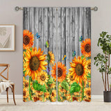 2pcs Sunflower Printed Curtain, Rod Pocket Window Treatment For Bedroom Office Kitchen Living Room Study Home Decor