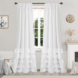 2pcs Ruffle Decorative Romantic Curtains, Window Drapes for Bedroom Living Room, Home Room Decoration