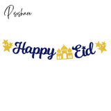 Eid Mubarak Banner Glitter Star Moon Letter Paper Bunting Garland Islamic Muslim Party Ramadan