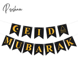 Eid Mubarak Banner Glitter Star Moon Letter Paper Bunting Garland Islamic Muslim Party Ramadan