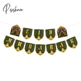 Eid Mubarak Banner Glitter Star Moon Letter Paper Bunting Garland Islamic Muslim Party Ramadan