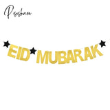 Eid Mubarak Banner Glitter Star Moon Letter Paper Bunting Garland Islamic Muslim Party Ramadan