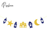 Eid Mubarak Banner Glitter Star Moon Letter Paper Bunting Garland Islamic Muslim Party Ramadan