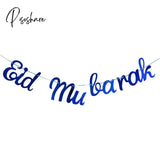 Eid Mubarak Banner Glitter Star Moon Letter Paper Bunting Garland Islamic Muslim Party Ramadan