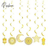 Eid Mubarak Banner Glitter Star Moon Letter Paper Bunting Garland Islamic Muslim Party Ramadan