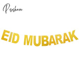 Eid Mubarak Banner Glitter Star Moon Letter Paper Bunting Garland Islamic Muslim Party Ramadan