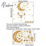 Eid Mubarak Wall Stickers Lantern Mosque Moon Pattern Decals For Islamic Muslim Ramadan Kareem