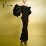 Elegant Black Evening Dresses With Slit Removable Sleeves Sheath Strapless Satin Pleated Ankle Length Prom Dress Party Dresses