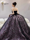 Elegant Black Prom Dress A-Line Strapless Sleeveless Off The Shoulder Floor-Length Red Carpet