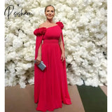 Elegant Chiffon Mother of the Brides A-Line One Shoulder Evening Dresses Flower Floor Length Godmother Prom Dress