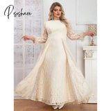 Elegant Lace Mother Of The Bride Dresses 2024 Long Sleeves Overskirt Wedding Guest Dress