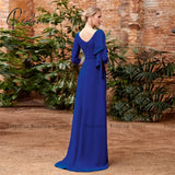 Elegant Royal Blue Mother Of The Bride Dresses O Neck 3/4 Sleeves Wedding Party Gowns Applique