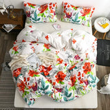 European Flower Style Bedding Sets 2-3 Pieces 1 Duvet Cover 1/2 Pillowcases Queen King Single