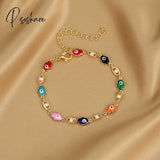 Exquisite Colorful Heart Bracelet For Women Charm Korean Crystal Zircon Metal Chain