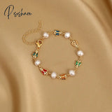 Exquisite Colorful Heart Bracelet For Women Charm Korean Crystal Zircon Metal Chain