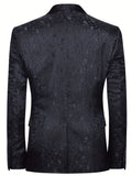 Impeccable Mens Jacquard Blazer - Stylish One-Button Closure, Luxurious Shawl Collar - Timeless Semi-Formal Suit Jacket for Sophisticated Style