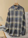 Spring-Ready Plus Size Plaid Print Button Front Long Sleeve Shirt for Women - Casual, Comfortable, and Chic