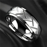 1pc 8MM Luxury High Quality Black Titanium Steel Ring Fashion Simple Men's Black Stainless Steel Wire Groove Tire Ring Artificial Jewelry Lover Gift