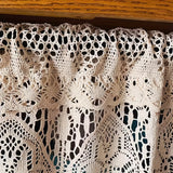 Lightweight Linen Valance with Crochet Lace & Tassels - Handcrafted Beige Rod Pocket Cafe Drapery - Kitchen, Living Room, Bedroom Voile Home Decor