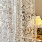 2-Piece Vintage Jacquard Sheer Curtain Set with Rod Pocket, Polyester Mesh Lace Embroidered Decorative Panels for Bedroom, Kitchen, Restaurants - Washable, Unlined, Romance Theme, All-Season