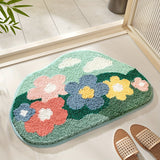 Soft Absorbent Polyester Floral Bathroom Rug Mat - Non-Slip Comfortable Bath Mat for Floor, Sink, Bathtub, Shower - Ideal for Spring Decor and Christmas Gift, Christmas Decor