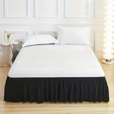 [1pc Elastic Solid Bed Skirt] 1pc Glam Style Solid Color Bed Skirt, Elastic Adjustable, Soft Polyester, Machine Washable, Ruffle Embellishment, Woven Fabric, 90gsm - Ideal for Bedroom, Living Room, Guest Room Decor, Bed Room