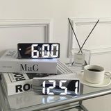 1pc Led Mirror Table Alarm Clock Digital Alarm Snooze Display Time Desktop Electronic Table Night Light Desktop USB Alarm Clock Home Decor  For Bedroom Office Table Clock