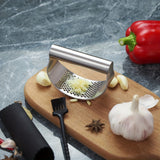 [1 Stainless Steel Garlic Press] 1pc, Garlic Press, Stainless Steel Garlic Press, Rocker Metal Garlic Mincer, Washable Garlic Crusher, Kitchen Garlic Chopper, Garlic Masher, Kitchen Stuff, Kitchen Gadgets Kitchen Accessories