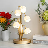 [Usb Convenience] USB-Powered Suzuran Flower Table Lamp with Faux Floral Design, Matte Metal Finish, Artistic Decorative Lighting, Switch Button Control, Includes Power Interface