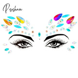 Face Festival Stickers 3D Eyebrow Diamond Temporary Tattoo Kids Show Makeup Halloween Party Diy