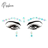 Face Festival Stickers 3D Eyebrow Diamond Temporary Tattoo Kids Show Makeup Halloween Party Diy