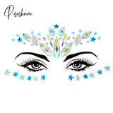 Face Festival Stickers 3D Eyebrow Diamond Temporary Tattoo Kids Show Makeup Halloween Party Diy