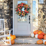 Fall Peony And Pumpkin Wreath - Year Round Front Door Home Farmhouse Decor Festival Celebration