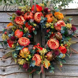 Fall Peony And Pumpkin Wreath - Year Round Front Door Home Farmhouse Decor Festival Celebration