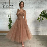 Fashion A-Line Brown Homecoming Dress Spaghetti Straps Prom Party Gown Ankle-Length Homecoming Dress 2024