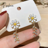 Fashion Korean Style Small Daisy Flower Earring For Women Asymmetrical Butterfly Leaves Flowers