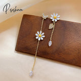 Fashion Korean Style Small Daisy Flower Earring For Women Asymmetrical Butterfly Leaves Flowers